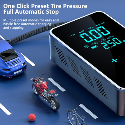 OUNA Electric inflator, ST-9616A Full-Touch-Screen Vehicle-Mounted Air Pump Portable Air Pump for Automobile Air Compressor Electric Tire Inflator