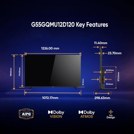 GOTO 55" 4K QD-MiniLED Google TV 55S1(2026) Smart TV, AiPQ, 120Hz Native, VRR Gaming, Built-in Subwoofer & Chromecast, Dolby Vision & Atmos, Bluetooth 5.1, (2-Year Brand Warranty