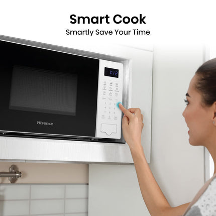 Hisense 700 Watts 20 Litre White Digital Solo Microwave Oven H20MOWS4UK Automatic Defrost, 9 Auto Cook Menus, Clock & Timer, Easy Clean