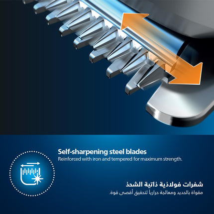 فيليبس مالتي جروم سيريز 3000 للوجه، مجموعة أدوات العناية 6 في 1 للحية والشارب والأنف والأذن، لاسلكية، وقت تشغيل 60 دقيقة، وقت شحن كامل 16 ساعة، MG3710/33، أسود