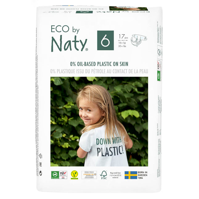 Eco by naty baby diapers 17 pieces size 6 (16+ kg or 35+ lbs)