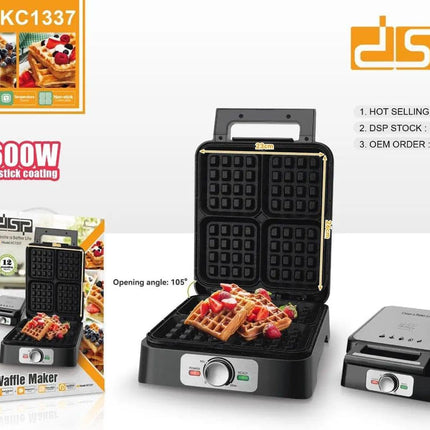 DSP Waffle Maker KC1337 1600W Non-stick Coated Aluminium Plate