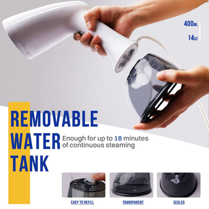 Rolipo Steam iron, Garment Steamer Clothes for Home, Office, Travel, Upgraded 400ML Large Capacity Water Tank, Wrinkle Remover with iron steamer