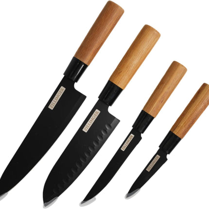 ZILLINGER Japanese Knife Set - 4 Pcs High-Carbon Stainless Steel Chef Knife Set for Precision Cutting, Slicing, Dicing, and Chopping - Lightweight, Dishwasher Safe Ultra-Sharp Kitchen Knife Set