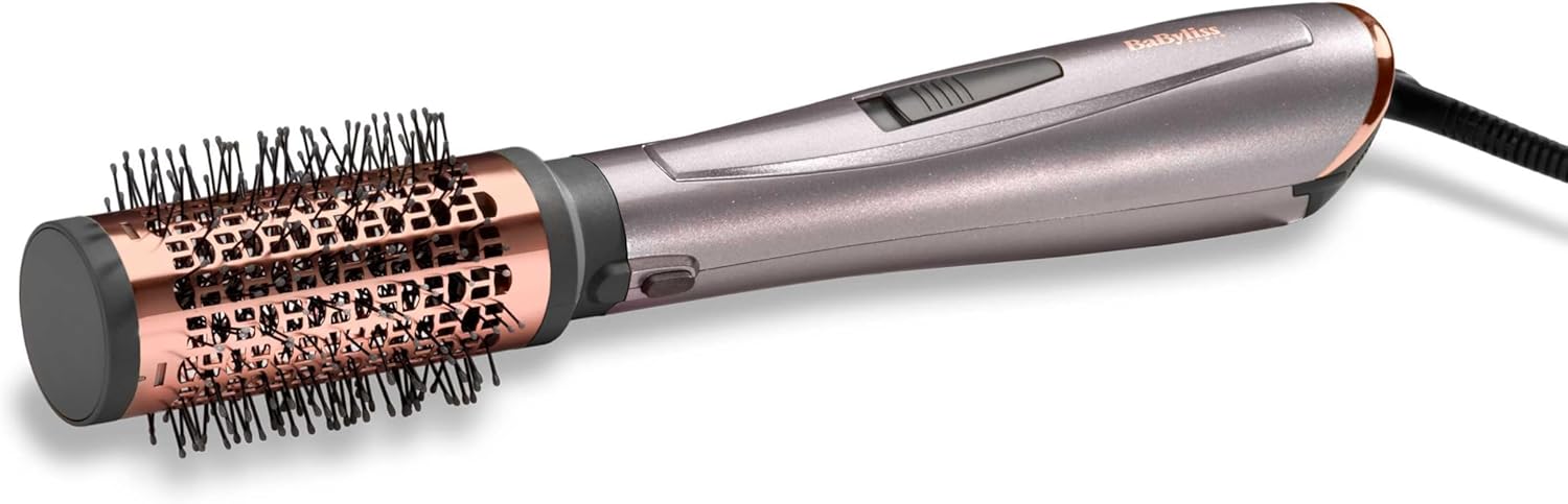 BaByliss 1000 Air Styler | Adjustable 2 Heats + Cool Setting | Ionic Technology For Frizz Free Hair | FREE Conical Curling, Volumizing & Precise Drying Attachment With Heat Pouch | AS136SDE (Grey)