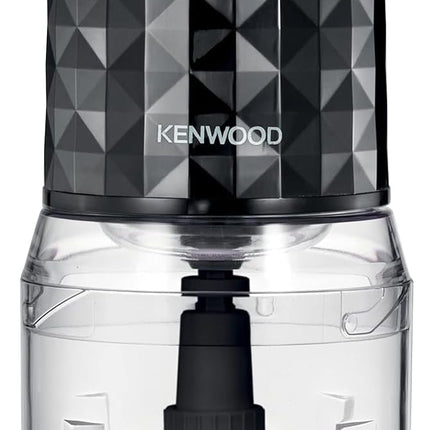 Kenwood 400W Electric Food Chopper with 500ml Bowl, 2 Speeds, Stainless Steel Quad Blade, Rubber Lid, Ice Crushing Function CHP40.000BK Black