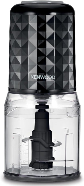 Kenwood 400W Electric Food Chopper with 500ml Bowl, 2 Speeds, Stainless Steel Quad Blade, Rubber Lid, Ice Crushing Function CHP40.000BK Black