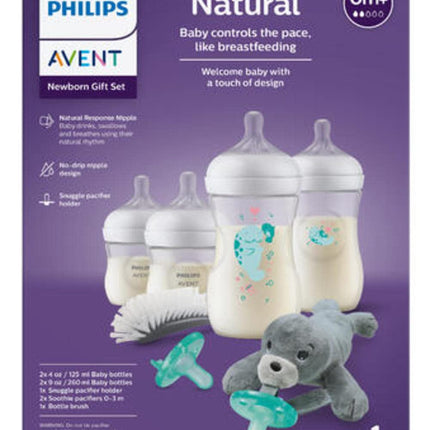Philips AVENT Natural Baby Bottle with Natural Response , Gift Set Sea Design, SCD838/05