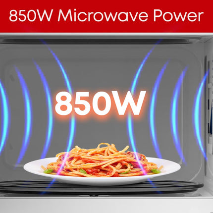 Tornado 25 Liters Digital Microwave Oven Solo with 10 Power Levels, 850W, Touch Control panel, Child-Safety-Lock, Defrost Function, 8 Auto cooking function, Silver, TWDS-25-S-E