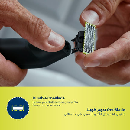 Philips OneBlade Pro QP6530/23 | Wet & Dry Use | Trim, Edge & Shave Any Length of Hair| 12-Length Precision Comb, Dual-Sided Blade | 90min Cordless Use