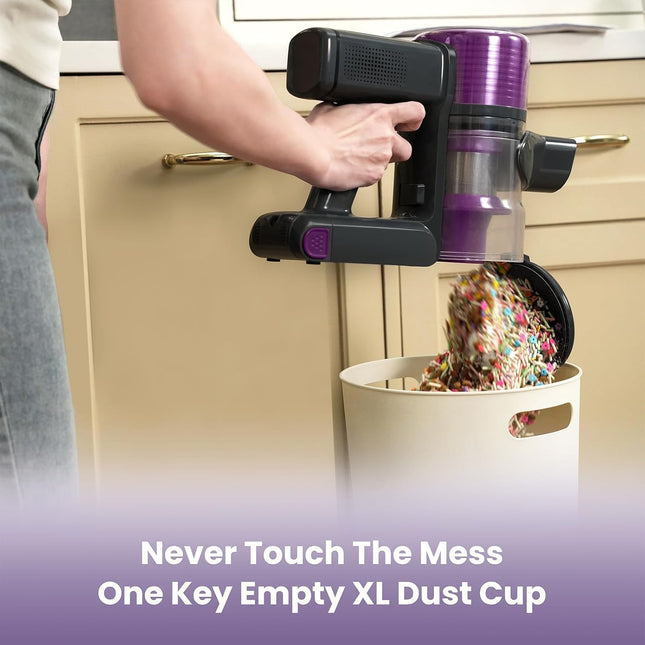 Gevi Brushless Cordless Vacuum for 25Kpa Motor with HEPA 45mins Runtime, Detachable Battery, Lightweight Vacuum for Carpet, Pet Floor 400W