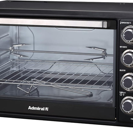 Admiral 60L Stainless Steel Electric Oven with Motorized Rotisserie, 2800W, Adjustable Temperature, 60 Minutes Timer, Multi Cooking Function, ADEO60NBSCP, 1 Year Warranty.