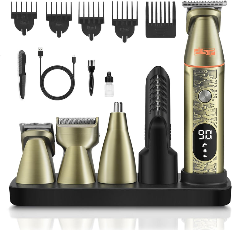 DSP 6 in 1 Man's Grooming Kit, Clipper and Trimmer Set, Trimmer Professional Barber, Shaving Mustache, Body, Nose Hair Trimmer, Waterproof IPX6, U-Shaped Hair Clipper