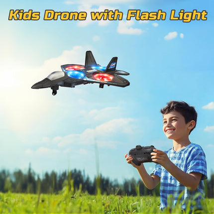 BORTONY RC Helicopter Plane for Kids LO712, 2.4Ghz Remote Control Jet Fighter Airplane 3D Flip Quadcopter Toy Gifts, Cool Lights Stunt Airplane Roll Hovering for Boys Beginners (LO712)