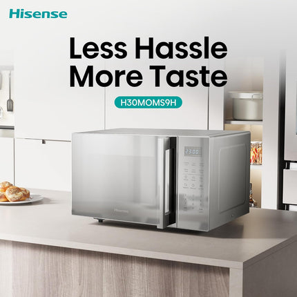 Hisense 30L Microwave Oven, 11-levels of Power, Preset Programmes, Time & Weight Defrost, LED Display, Cooking End Signal, Large Capacity, H30MOMS9H