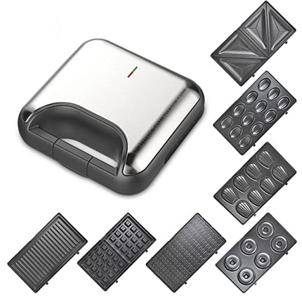 DSP 7-in-1 Sandwich Maker, 800W, Sandwich Maker, Grill, and Waffle Maker with Removable Plates, Detachable Non-Stick Coating, LED Indicator Lights, Cool Touch Handle, Non-Slip Feet