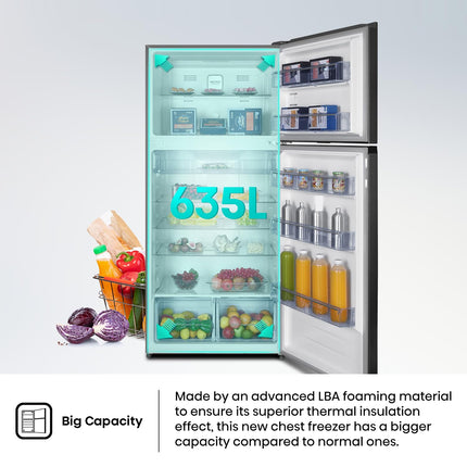 Hisense RT3N635NAD4 Two Door Top-mount 830L Freezer Fridge, Precise Electronic Control, Big Capacity, Total No Frost, 83x74.6x187 cm (LxWxH), Silver