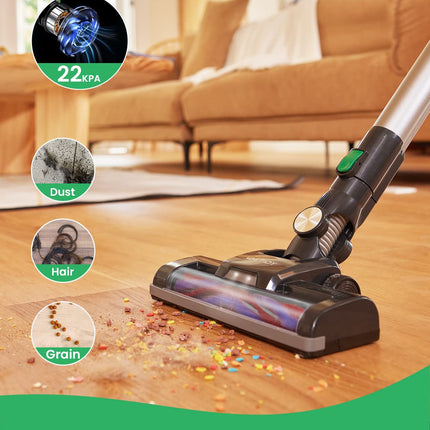 Vactidy Cordless Vacuum Cleaner, Blitz V8 Stick Vacuum Cleaner with 22000 pa Powerful Suction, Up to 35mins with Detachable Battery, Lightweight Hoover Cordless for Hardwood Floor Carpet Pet Hair