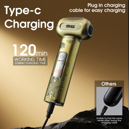 DSP Electric Shavers for Men, IPX6 Waterproof, Type-C, Rechargeable Shaver, 4-Blade Cutting System, Electric Foil Shaver, Travel Lock (Bronze)