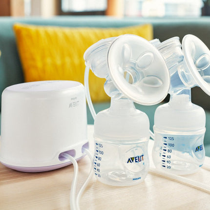 مضخة الثدي الكهربائية المزدوجة من فيليبس أفينت مع وسادة طاقة إضافية، SCF334/22، أبيض