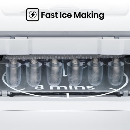 Hisense Ice Maker, Automatic ice making , Portable and compact, Fast ice making, 2 sizesice cubes, Transparent view window, Self-cleaning, ICM1263