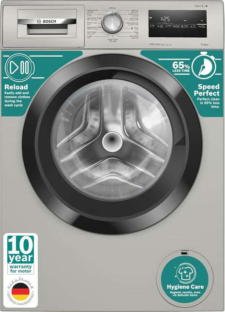 Bosch Front Load Washing Machine, WAN28283GC, 8kg, 1400RPM, Reload Function, Speed Perfect, ActiveWater Plus, Silver Inox, German Engineering