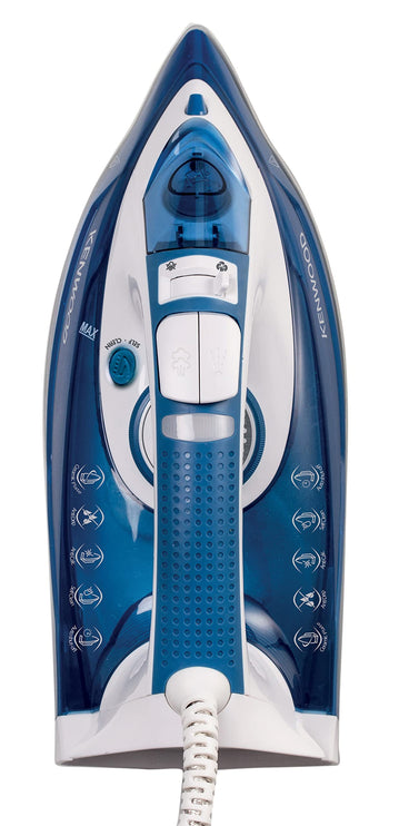 Kenwood Steam Iron 2600W with Ceramic Soleplate, Auto Shut-Off, Anti-Drip, Anti-Calc, Self Clean, Continuous Steam, Steam Burst, Spray Function STP75.000WB White/Blue