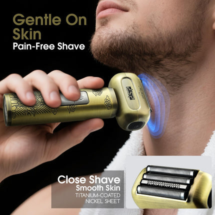DSP Electric Shavers for Men, IPX6 Waterproof, Type-C, Rechargeable Shaver, 4-Blade Cutting System, Electric Foil Shaver, Travel Lock (Bronze)