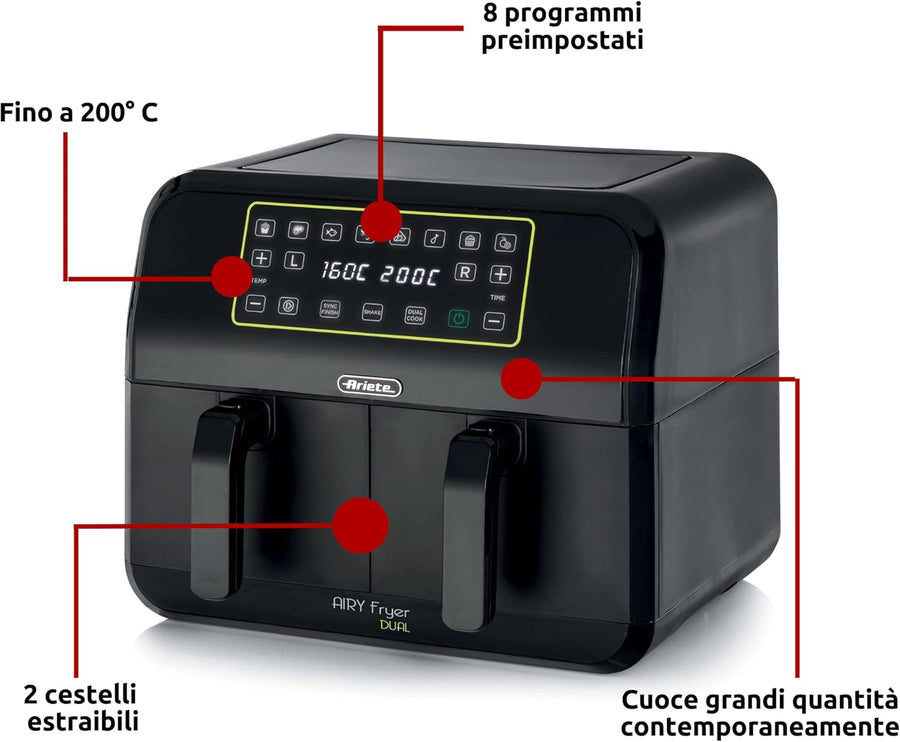 Ariete AIR FRYER DUAL For double quantities 8L / 1700W