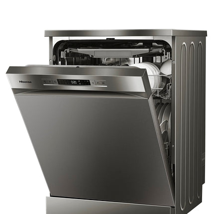 Hisense 15 Place settings Freestanding Dishwasher 8 Programs Color Titanium Grey Model HS623E90G