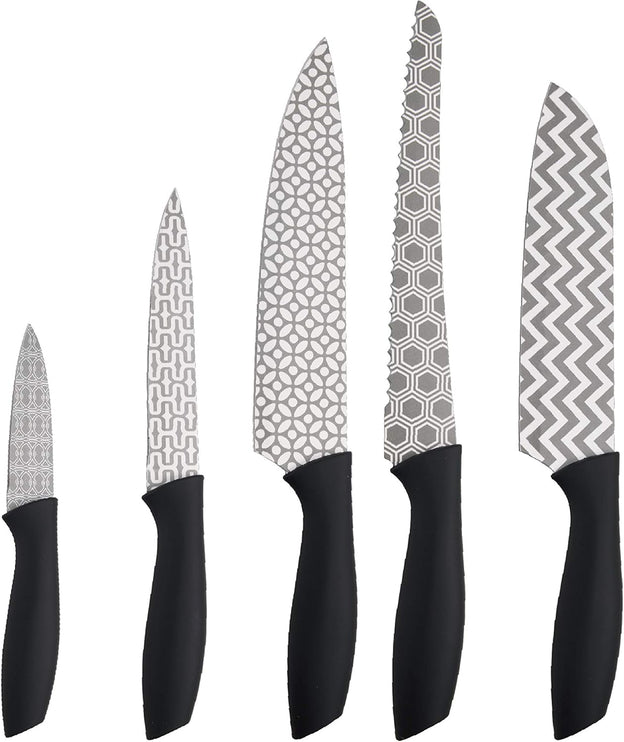 Bergner Velten 5 Pcs Knife Set, Stainless Steel, Black, BG39320mm