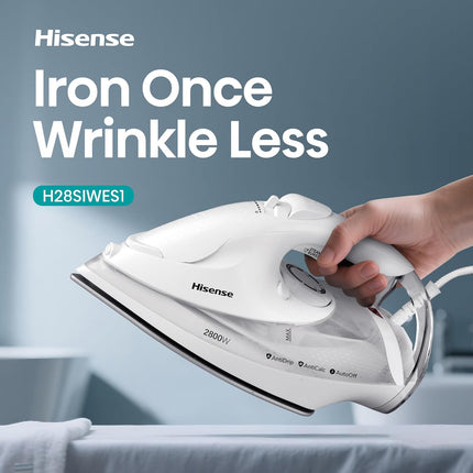 Hisense Steam Iron for Clothes-2800W Powerful Steam of 30 gm/min, water tank with 0.3 L, Press Spray Function, Anti-Clacium, Anti-Drip, Vertical Stream, Auto-Shut off, H28SIWES1