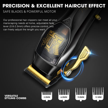 DSP Professional Hair Clipper for Man, Barber Clipper for Hair Cutting, Cordless Hair Clipper, Magnetic Levitation Motor with 9000RPM, Rechargeable Hair Beard Trimmer for Men with Digital Display