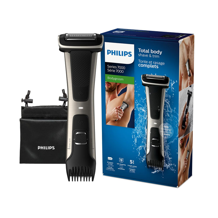 Philips Bodygroom BG7025/13 | Showerproof Groin & Body Trimmer | Body Shaver, 5-Length Adjustable Comb | 80min Cordless, Skin Protection