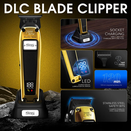 DSP Professional Beard Trimmer for Men, Cordless Trimmer Barber, BLDC Motor & DLC Coated Blade, Bald Head Clipper for Men