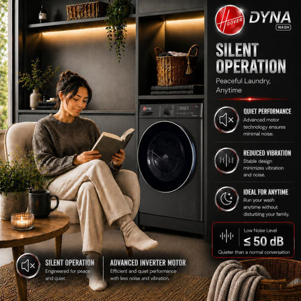 Hoover 7kg Front Load Washing Machine – Grey | A+++ Energy, Inverter, 1200RPM Spin Speed, 15 Programs, Steam, Knob & Touch Control, 1Yr Warranty + 10Yr – HWM-M712-G
