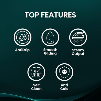 Hisense Steam Iron for Clothes-2800W Powerful Steam of 30 gm/min, water tank with 0.3 L, Press Spray Function, Anti-Clacium, Anti-Drip, Vertical Stream, Auto-Shut off, H28SIWES1
