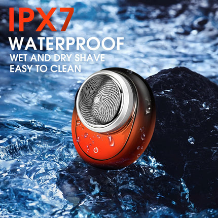 DSP Compact Men's Electric Razor - Mini Portable Shaver for Travel, Waterproof IPX7, USB-C Fast Charging, Overcharge Protection, 7100 RPM Powerful Pocket-Sized Shaving Machine (Orange)
