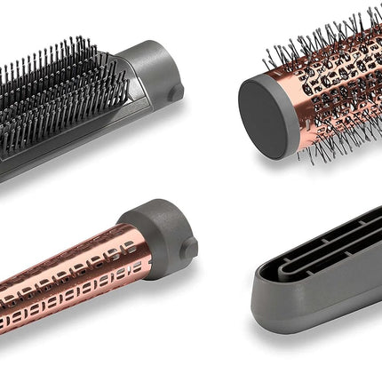 BaByliss 1000 Air Styler | Adjustable 2 Heats + Cool Setting | Ionic Technology For Frizz Free Hair | FREE Conical Curling, Volumizing & Precise Drying Attachment With Heat Pouch | AS136SDE (Grey)