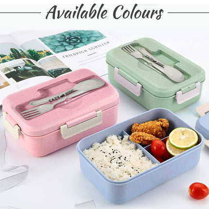 Eazy Kids Wheat Straw Leakproof Eco Bento Lunch Box - Blue (1000ml)