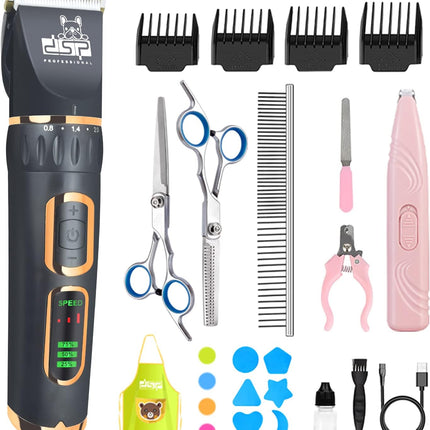 DSP® Dog Clippers for Grooming Dog Grooming Clippers 3-Speed Low Noise Dog Hair Clippers for Small & Large Dog
