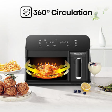 Hisense 9L Dual Basket Air Fryer, Air Fry, Preset Menus, 360° Circulation, LED Display, Dual Cooking Zone, Visible Basket, H09AFBK2S5
