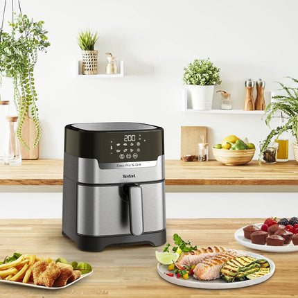TEFAL Air Fryer | Easy Fry & Grill Digital 2-in-1 |4.2 L Capacity | 1550 W | Healthy Cooking | Air Fry + Grill | 8 Automatic Programs |Adjustable Temperature | Timer | | EY505D27