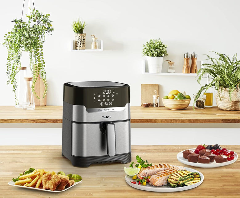 TEFAL Air Fryer | Easy Fry & Grill Digital 2-in-1 |4.2 L Capacity | 1550 W | Healthy Cooking | Air Fry + Grill | 8 Automatic Programs |Adjustable Temperature | Timer | | EY505D27