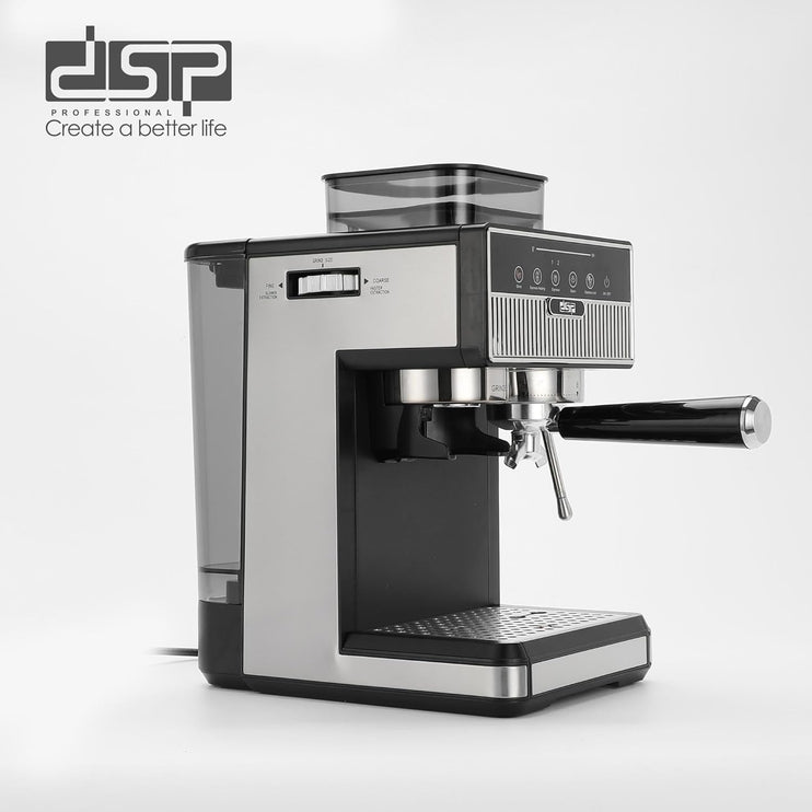 DSP Professional Coffee Machine Stainless Steel Home Use Espresso Coffee Maker 1.7L 20bar Espresso Coffee Maker 1350W with innovative 150g bean Grinding system KA3125