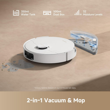 DREAME D20 Plus Robot Vacuum, 13,000Pa Suction, DuoBrush for Zero Tangled Hair, 5L Dust Bag for 150 Days, LDS Navigation, 2-in-1 Vacuum & Mop, 5,200mAh Battery, App & Voice Control