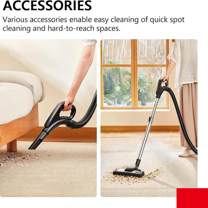 Toshiba Drum Type Vacuum Cleaner, 22000Pa Suction 2200 Watts 22 Liters Push Handle & Big Wheels Blowing Function, Ideal for Home & Car Interior Cleaning, Grey/Black, VC-DR220A, 1-Year Warranty