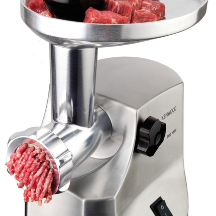 KENWOOD Meat Grinder 1600W Powerful Metal Body Meat Mincer with Kibbeh Maker Sausage Maker, Feed Tube Pusher, 3 Stainless Steel Screens for Fine, Medium & Coarse Results MG510 Silver