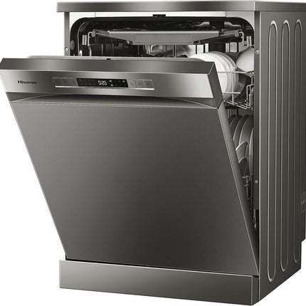 Hisense 15 Place settings Freestanding Dishwasher 8 Programs Color Titanium Grey Model HS623E90G