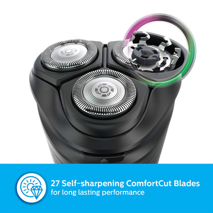 ماكينة حلاقة كهربائية لاسلكية من فيليبس، رؤوس ثلاثية الأبعاد دوارة ومرنة، 27 شفرة مريحة، حلاقة تصل إلى 40 دقيقة، S1121/45